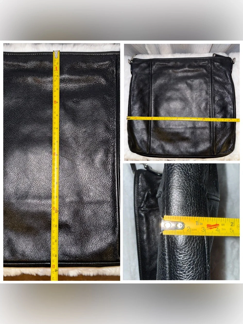 Gucci Black Pebbled Leather Messenger Bag with Silver Hardware